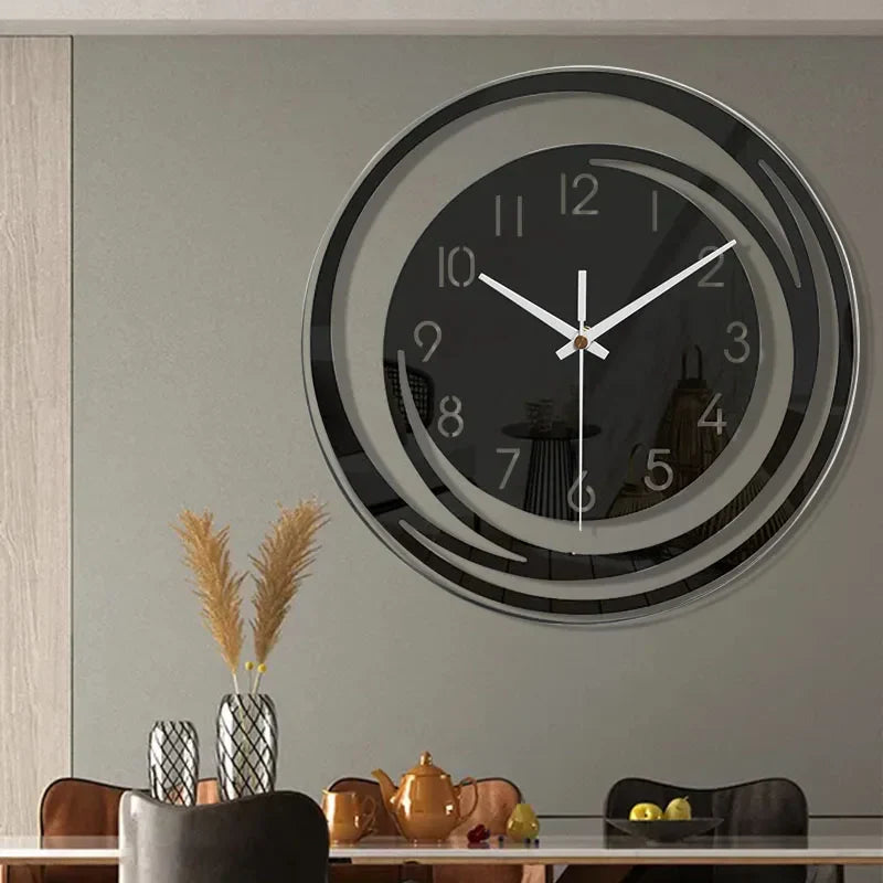 Chic Black Acrylic Wall Clock with Whisper-Quiet Mechanism