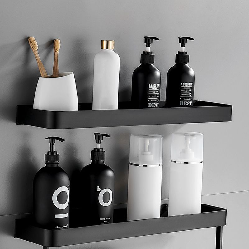 Sleek Matte Black Wall Shelf for Organized Bathrooms
