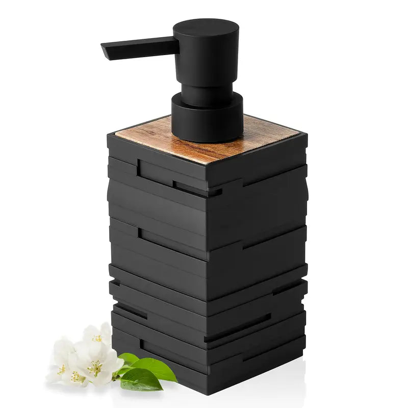 Sleek Matte Soap Dispenser with Elegant Wood Top