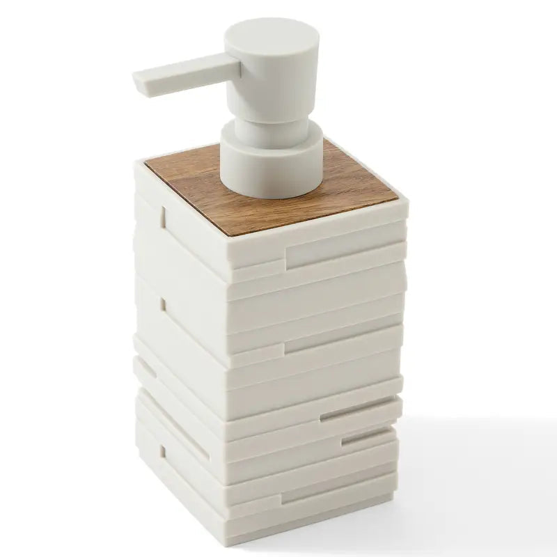 Sleek Matte Soap Dispenser with Elegant Wood Top