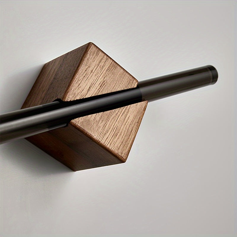 Stylish Wall-Mounted Towel Holder with Elegant Wooden Base