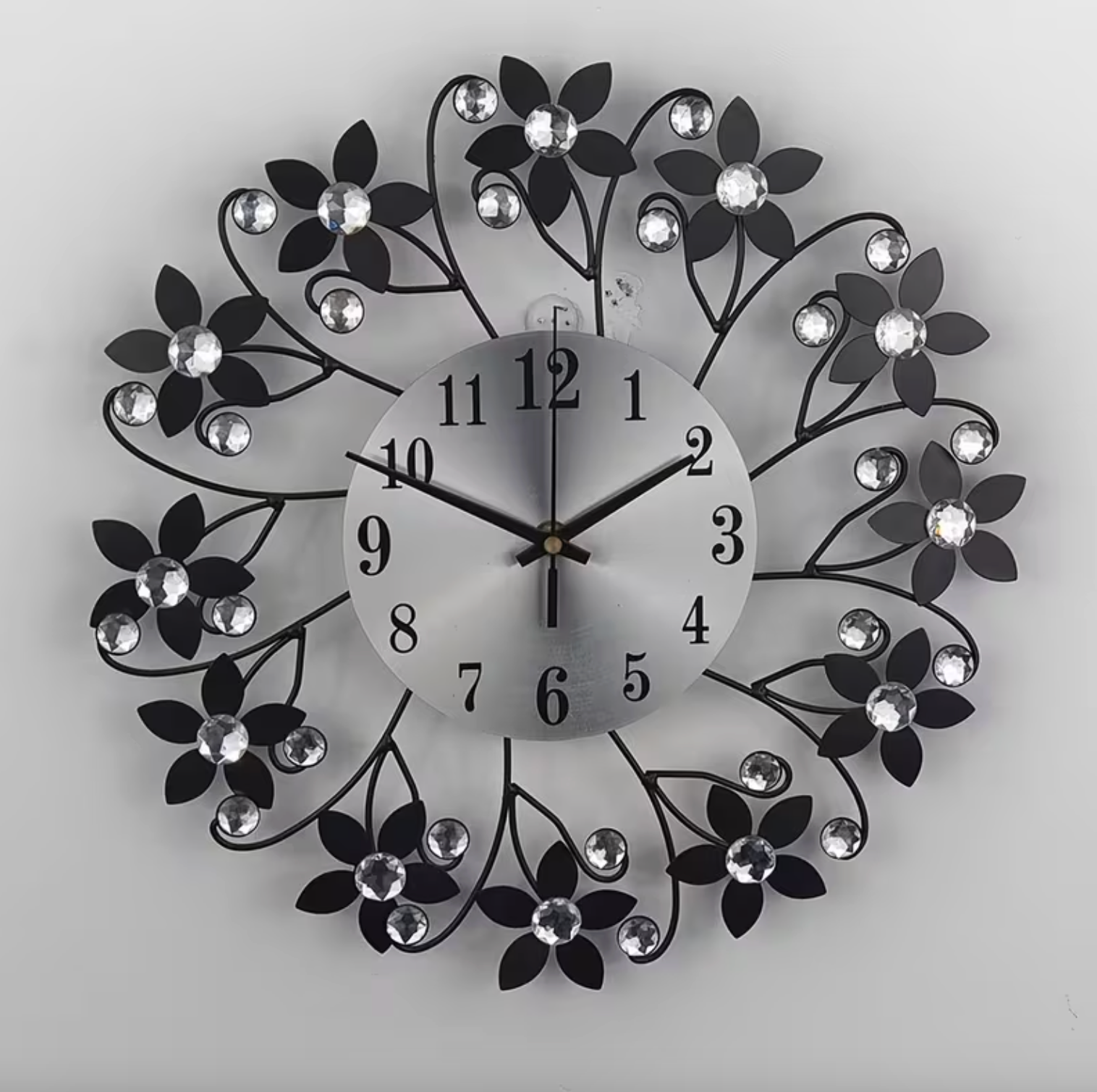 Charming Floral Wall Clock with Silent Movement for Home