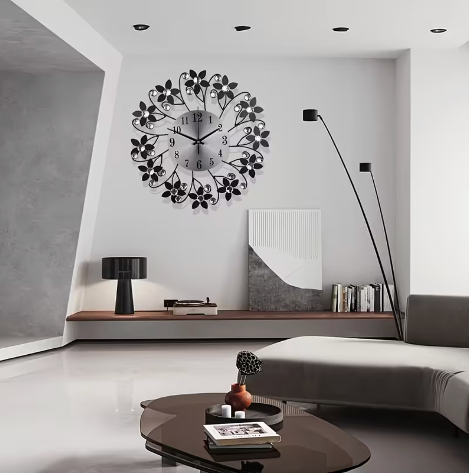 Charming Floral Wall Clock with Silent Movement for Home