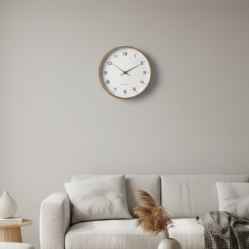 Elegant Wooden Wall Clock with Silent Quartz Mechanism