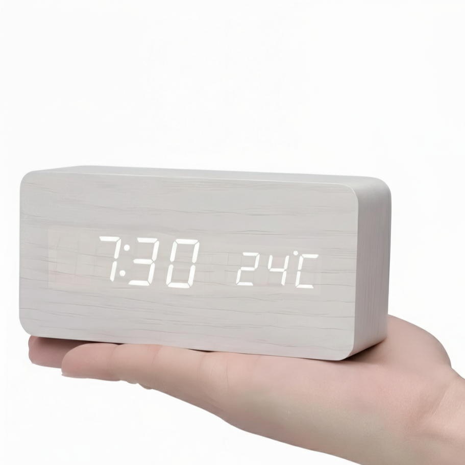 Stylish Wooden LED Alarm Clock - Versatile Smart Timekeeper