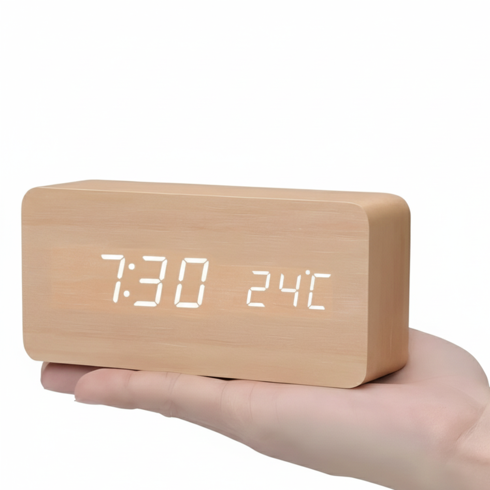 Stylish Wooden LED Alarm Clock - Versatile Smart Timekeeper