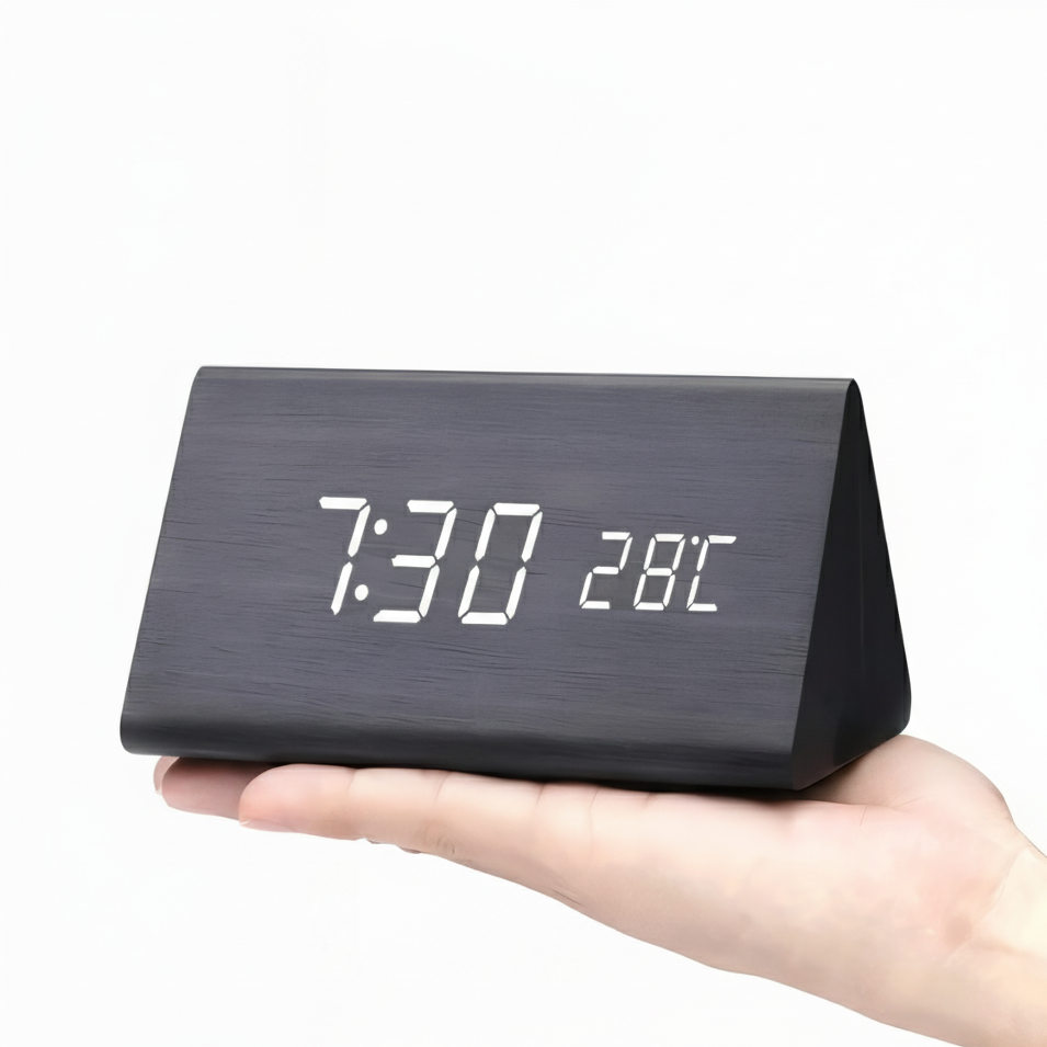 Stylish Wooden LED Alarm Clock - Versatile Smart Timekeeper