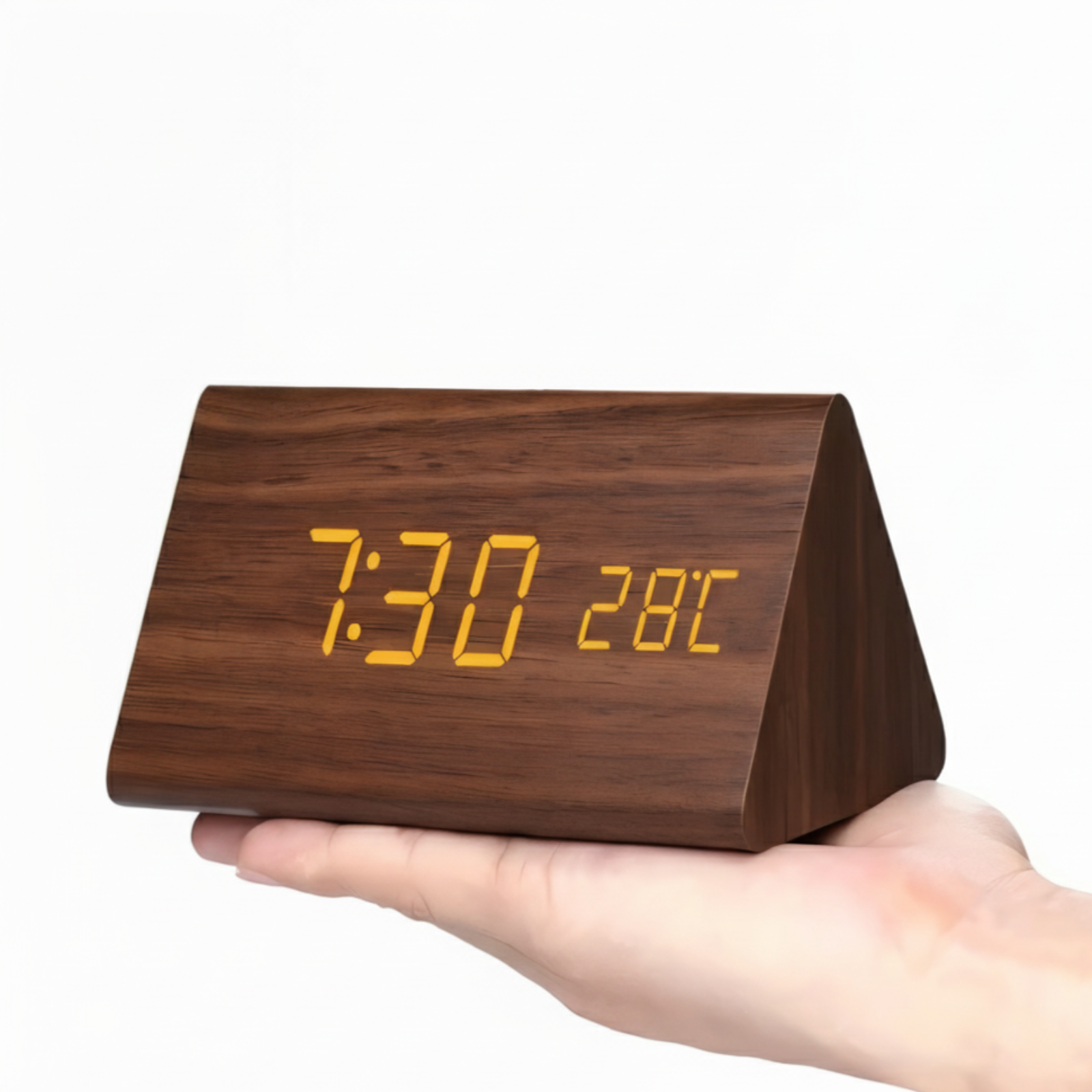 Stylish Wooden LED Alarm Clock - Versatile Smart Timekeeper