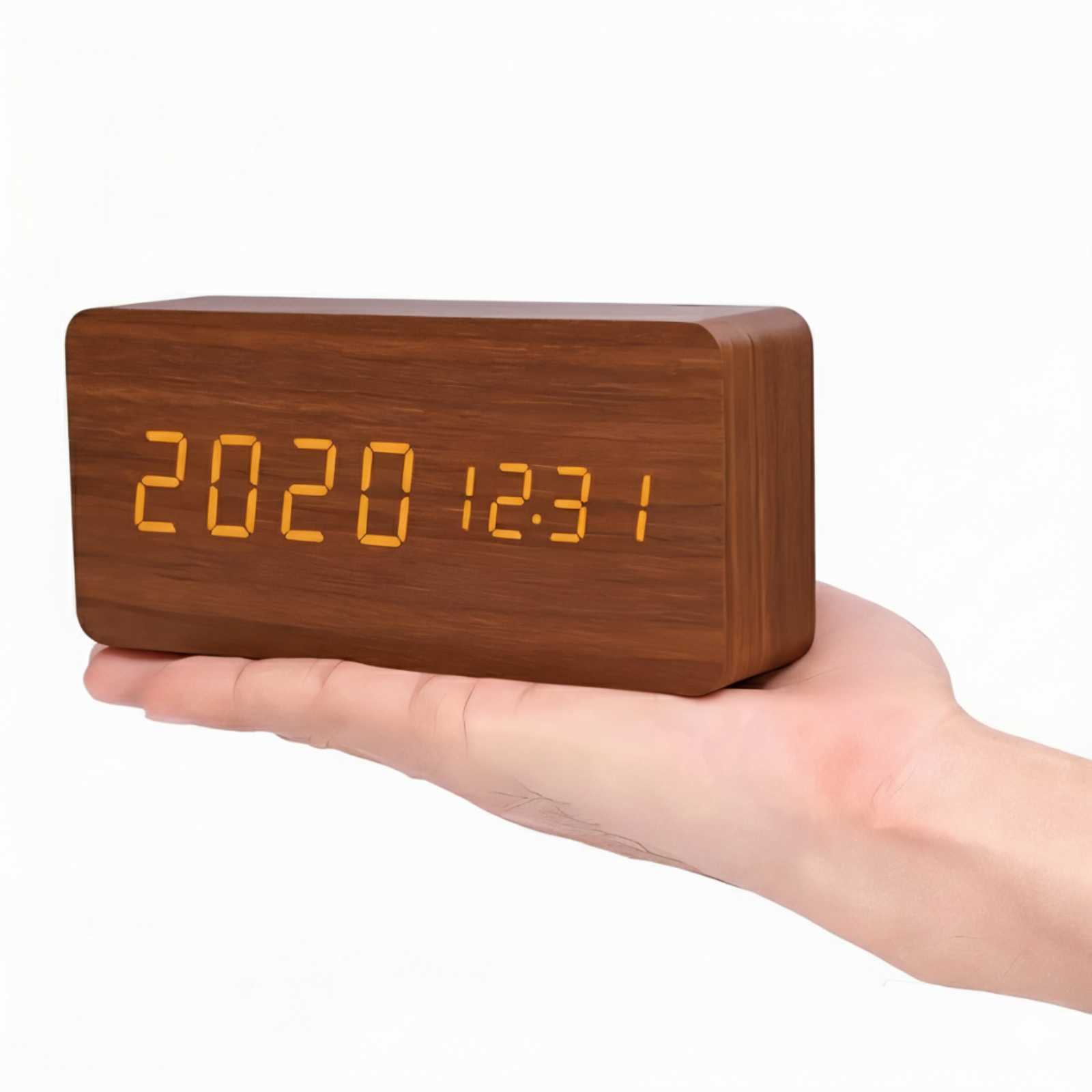 Stylish Wooden LED Alarm Clock - Versatile Smart Timekeeper