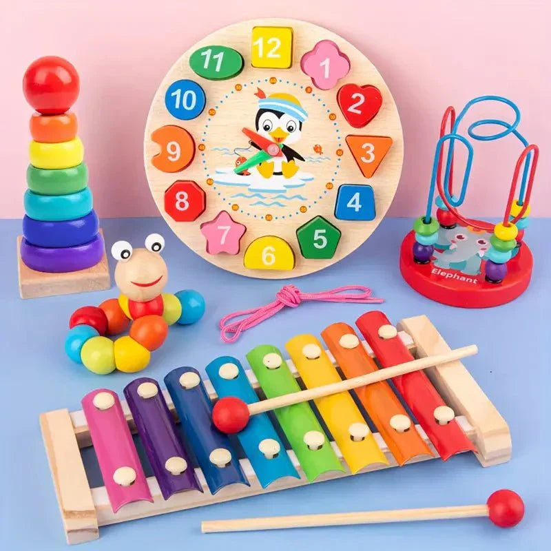 Innovative 5-in-1 Wooden Learning Toy Set for Babies