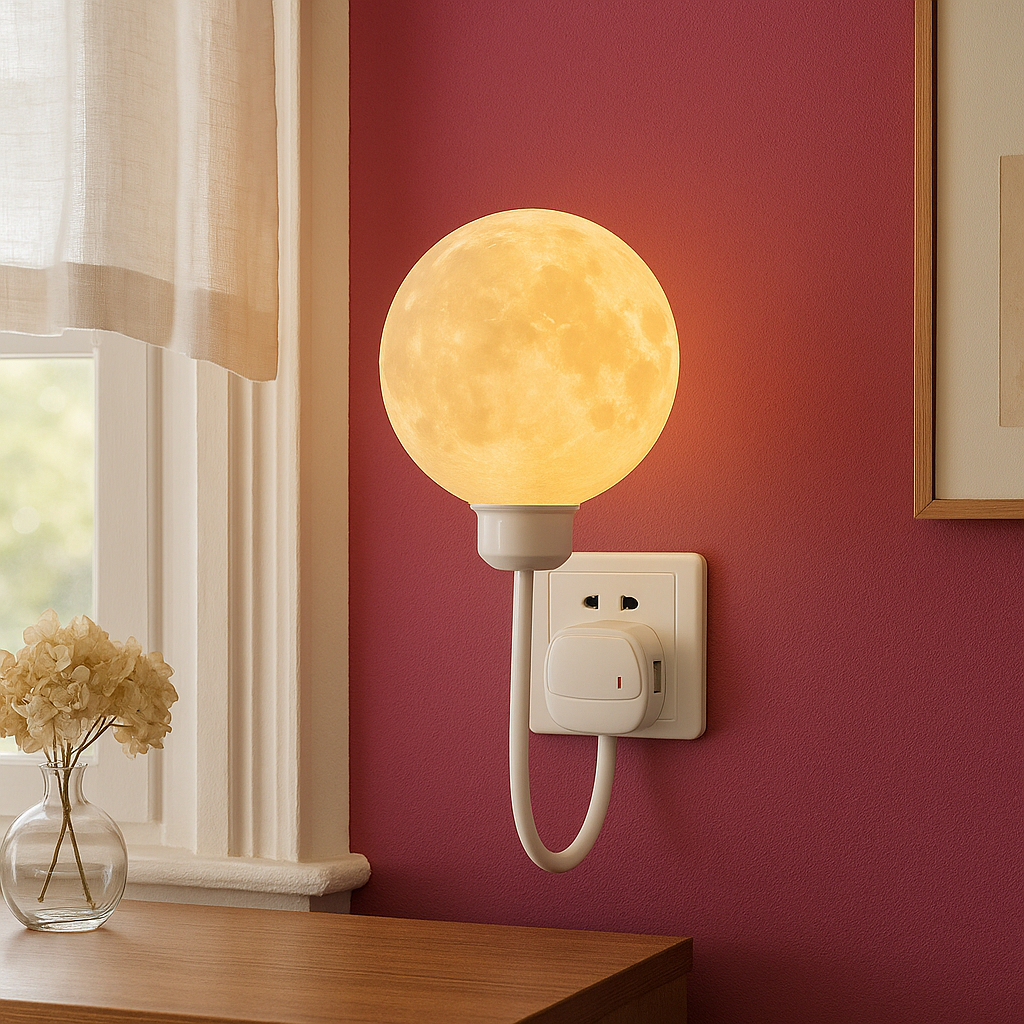 Lunar Glow Plug-In LED Wall Light for Cozy Ambiance