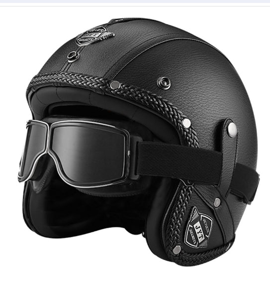 Vintage Charm Scooter Helmet with Sun Visor and Luxe Finish