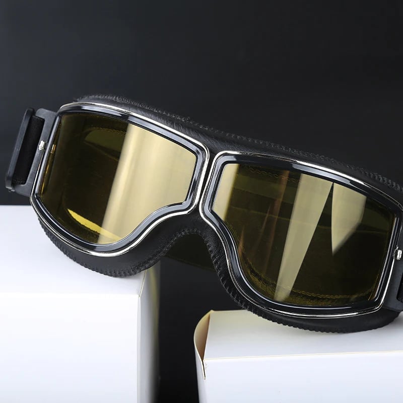 Motorcycle Goggles | UV Protection | Impact Resistant & Adjustable | Retro Style