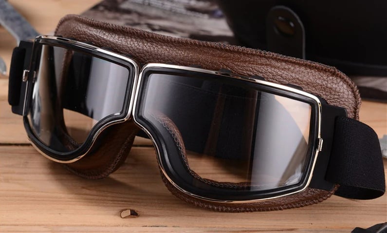 Motorcycle Goggles | UV Protection | Impact Resistant & Adjustable | Retro Style