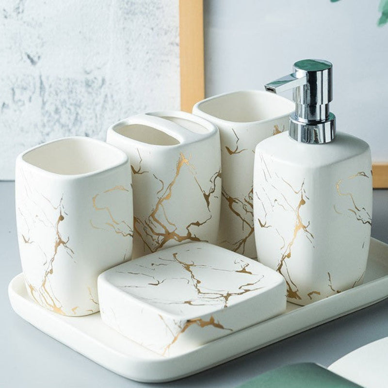 Ceramic Oral Care Organizer Set - Stylish and Functional