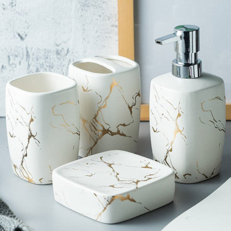 Ceramic Oral Care Organizer Set - Stylish and Functional