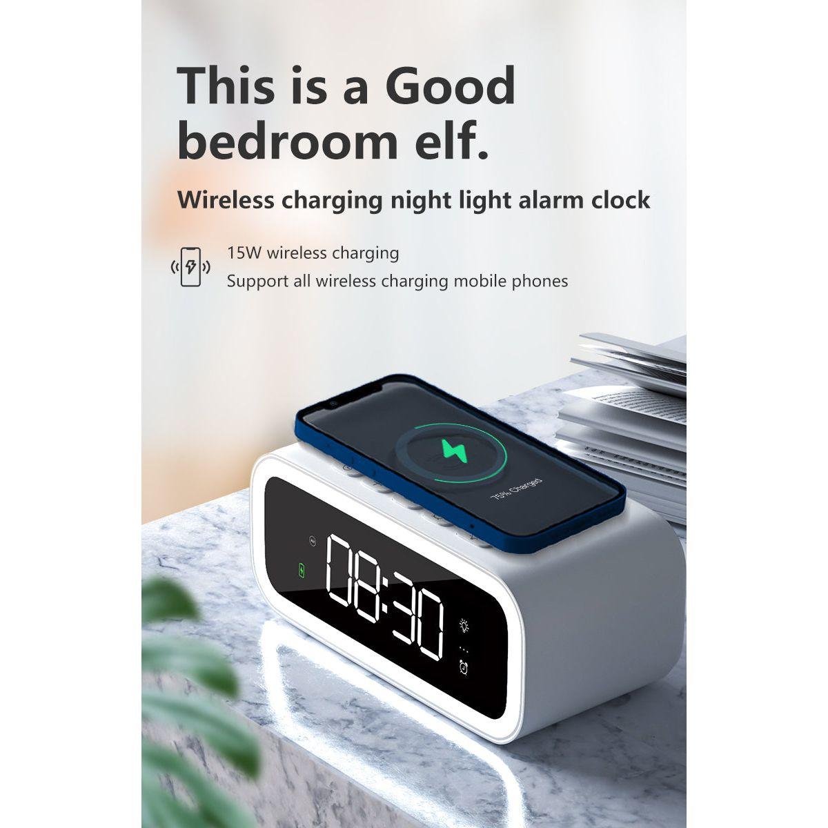 SleekSmart Dual Function Alarm Clock with Wireless Charger