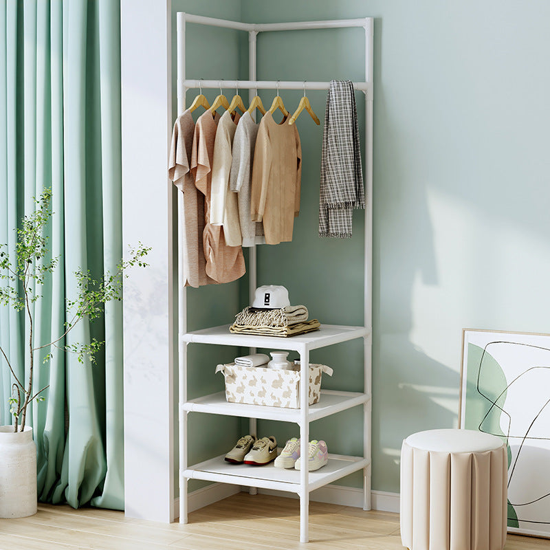 Stylish Corner Coat Organizer with Three-Tiered Shelf