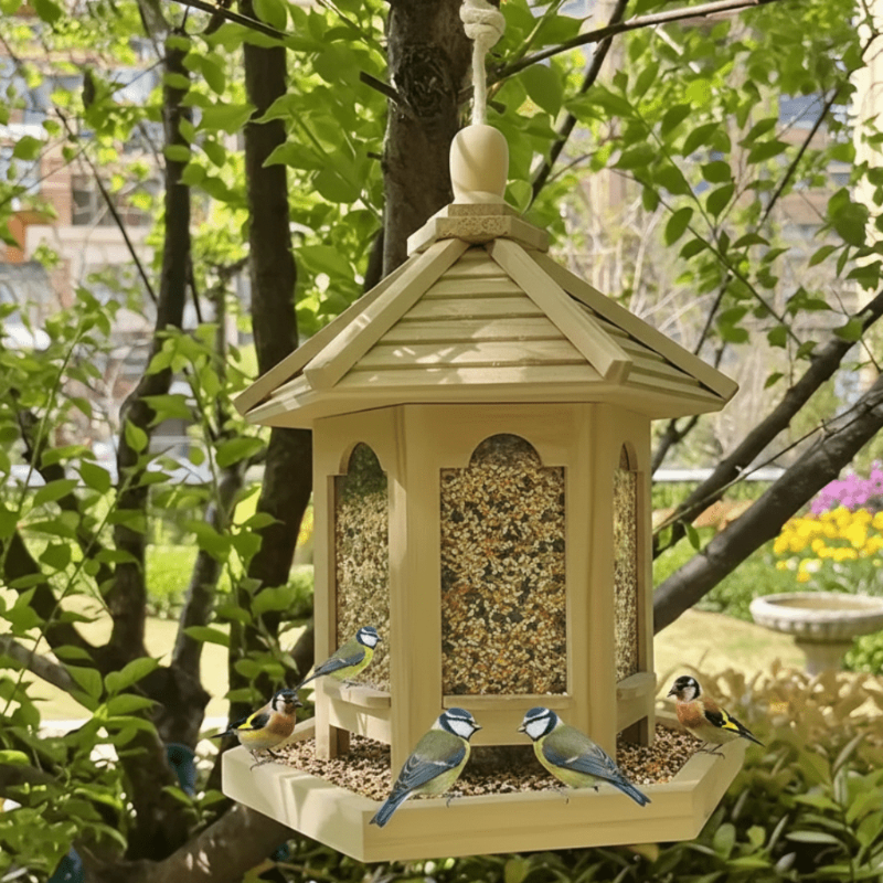 EcoNest – Artisan Wooden Birdhouse with Integrated Hydration System