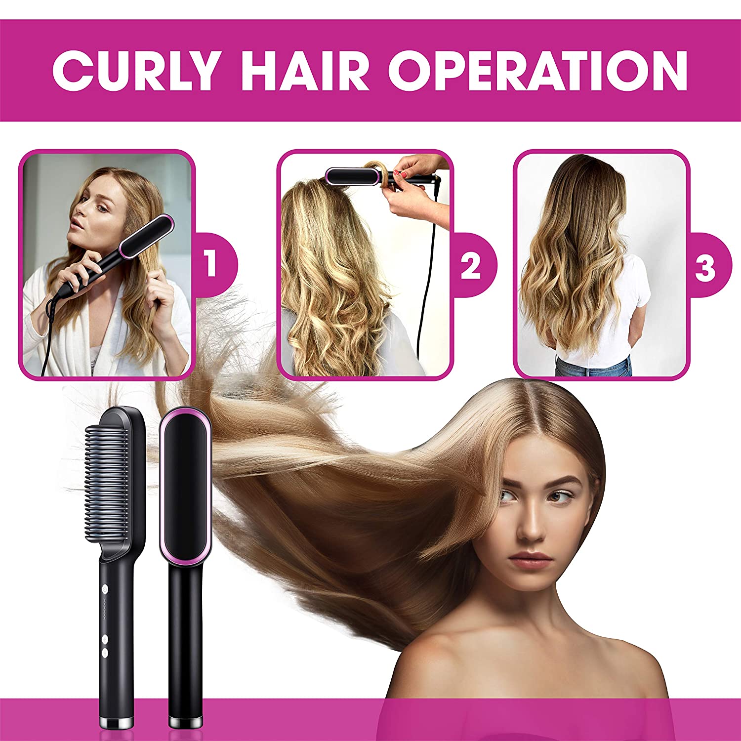 2-in-1 Hair Straightener and Brush with Nano-Titanium Technology