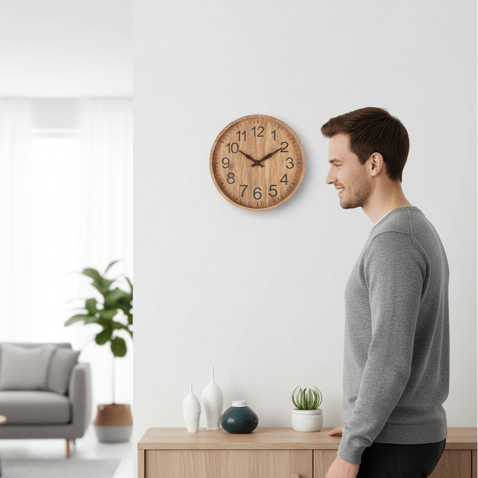 Contemporary Wooden Wall Clock – Silent Mechanism and Simple Natural Style for Stylish Home Decoration