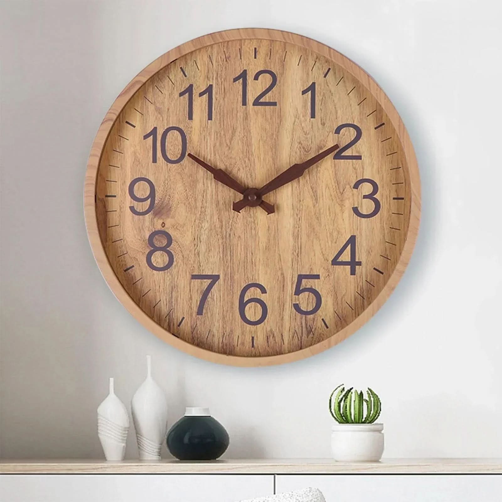 Contemporary Wooden Wall Clock – Silent Mechanism and Simple Natural Style for Stylish Home Decoration