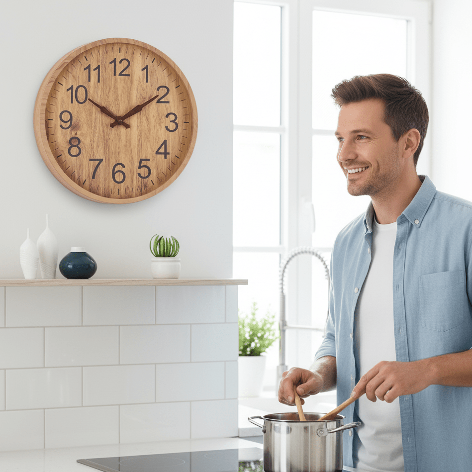Contemporary Wooden Wall Clock – Silent Mechanism and Simple Natural Style for Stylish Home Decoration