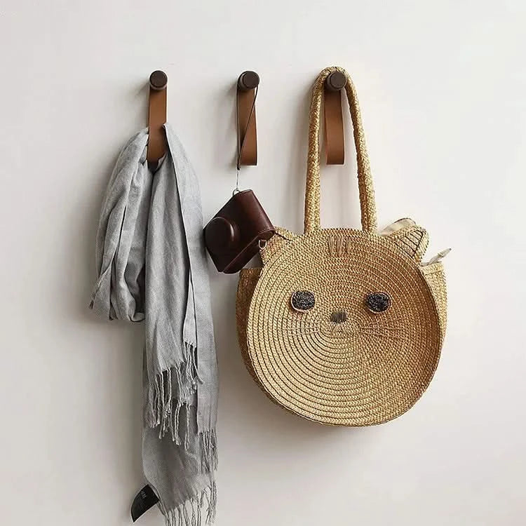 Stylish Wall Organizer for Storage in Leather and Wood