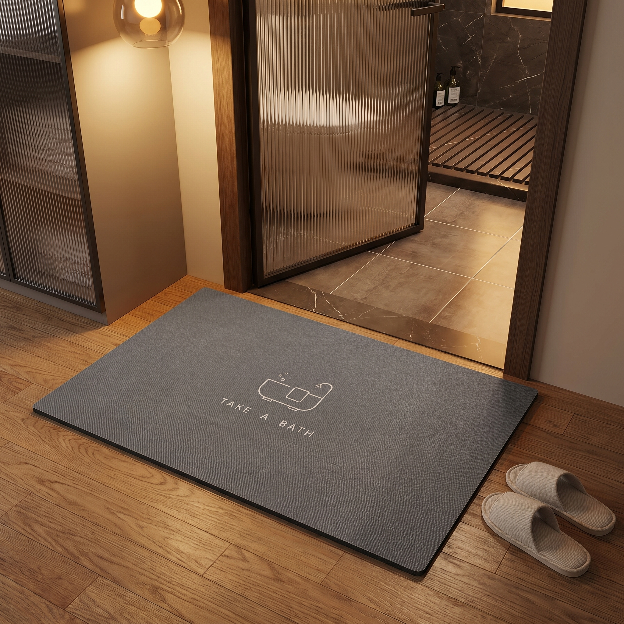 Non-Slip Diatom Bath Mat with Elegant Dark Design