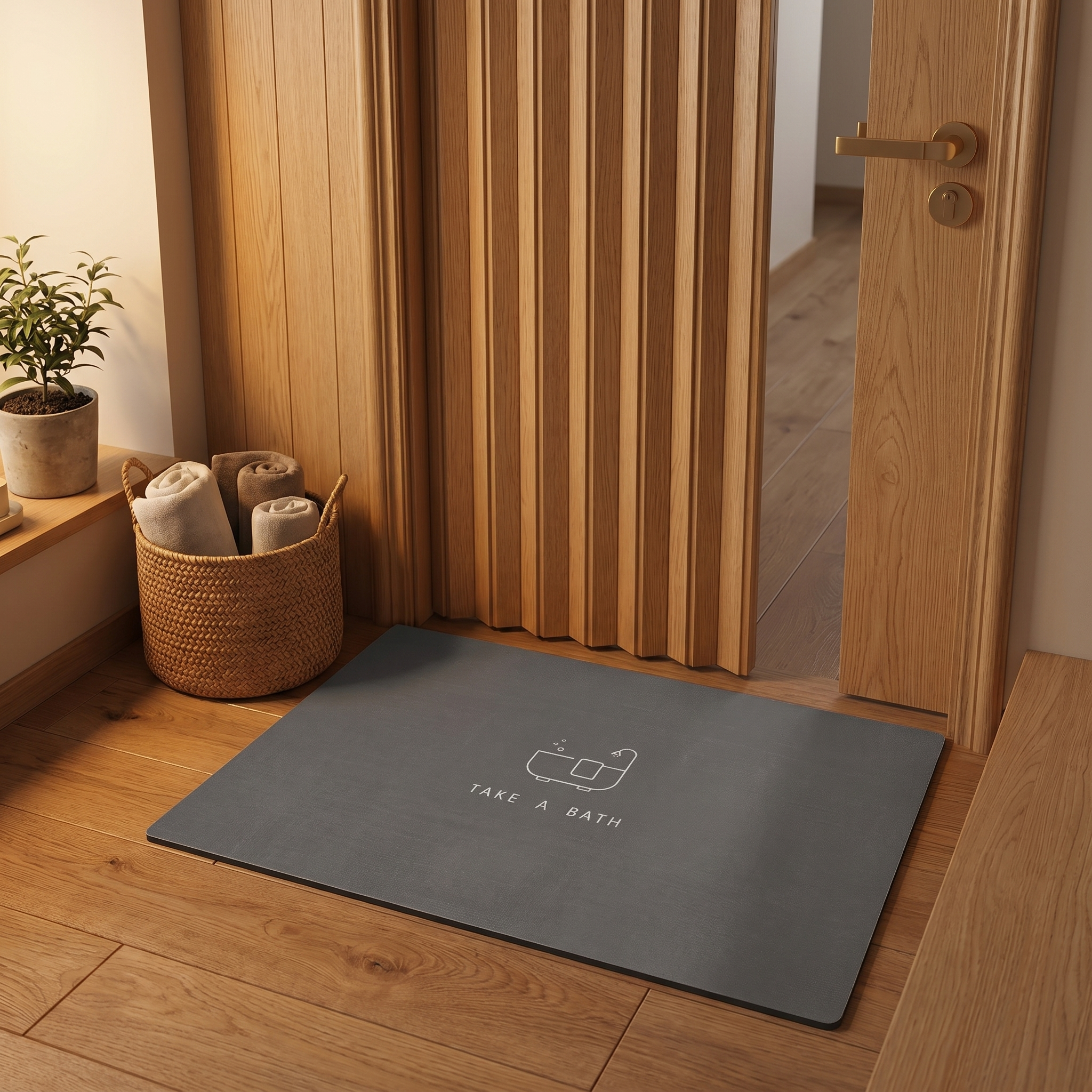 Non-Slip Diatom Bath Mat with Elegant Dark Design