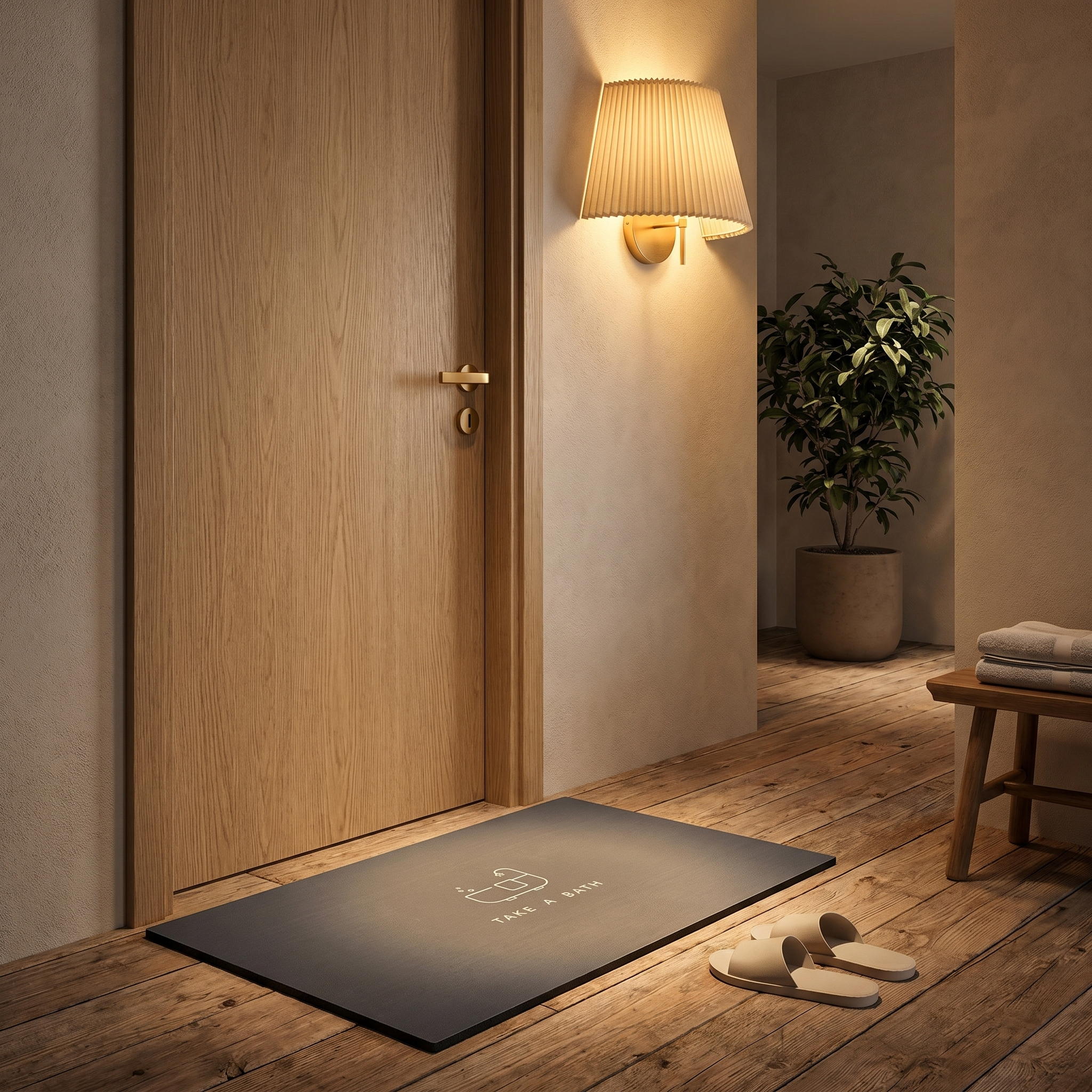 Non-Slip Diatom Bath Mat with Elegant Dark Design