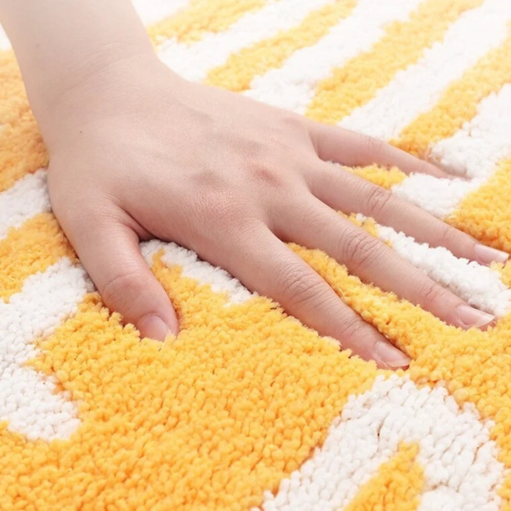 Lemon Delight Non-Slip Bath Mat - 55x63 cm Cotton Microfiber
