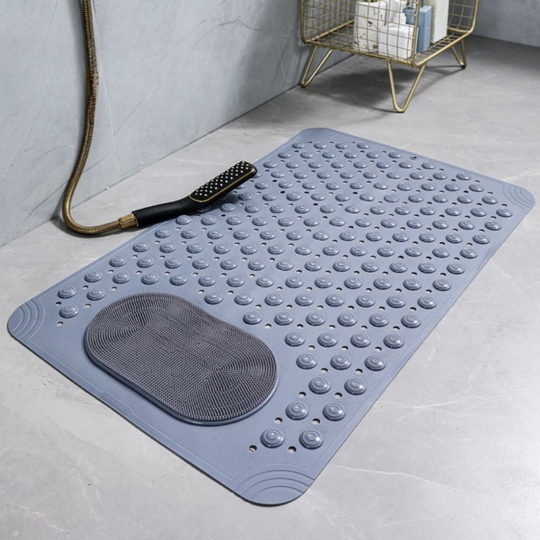ComfortSafe Bath Mat with Integrated Foot Scrubber and Quick-Dry Design