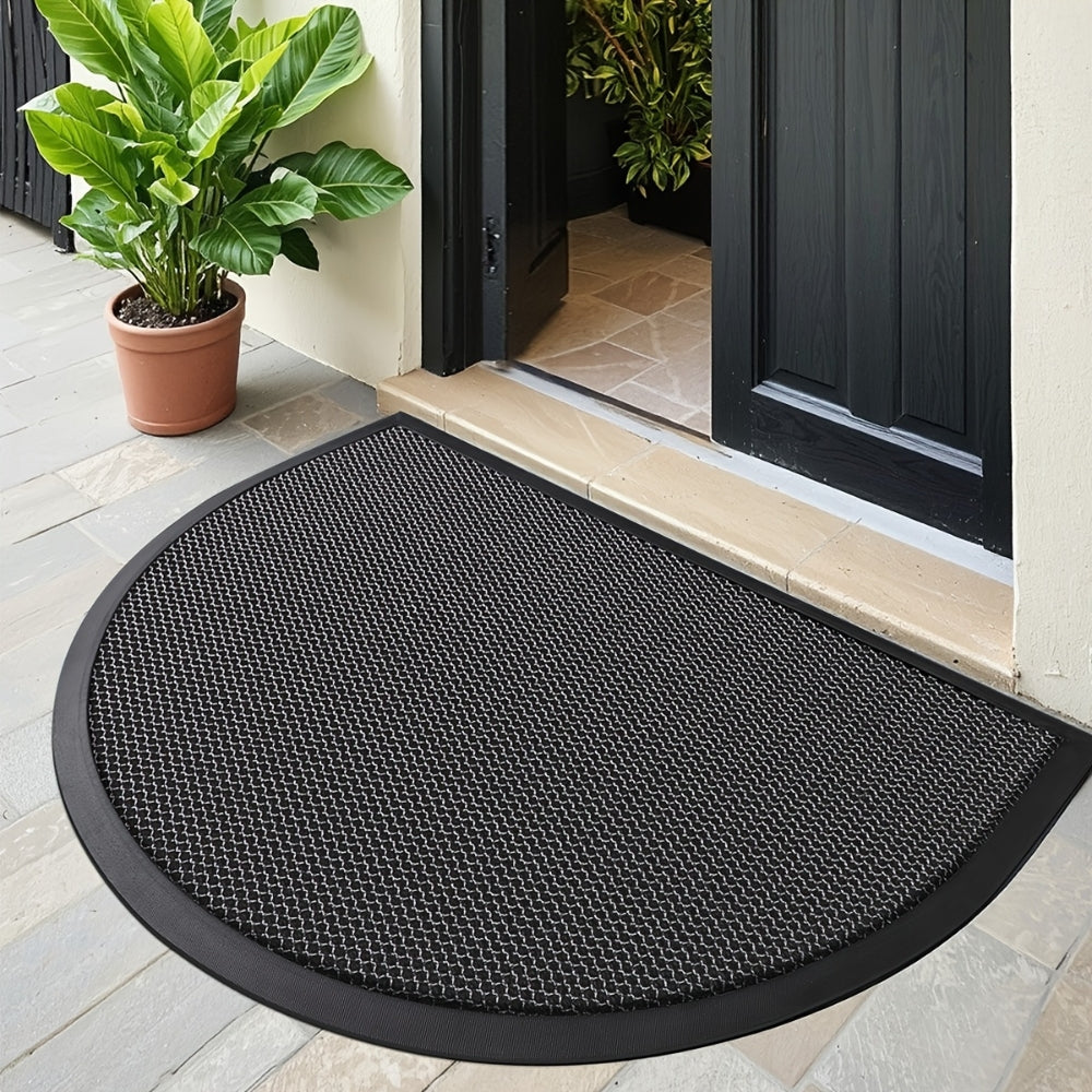 Curved Entry Mat, Durable Cotton Blend, Slip-Resistant Base