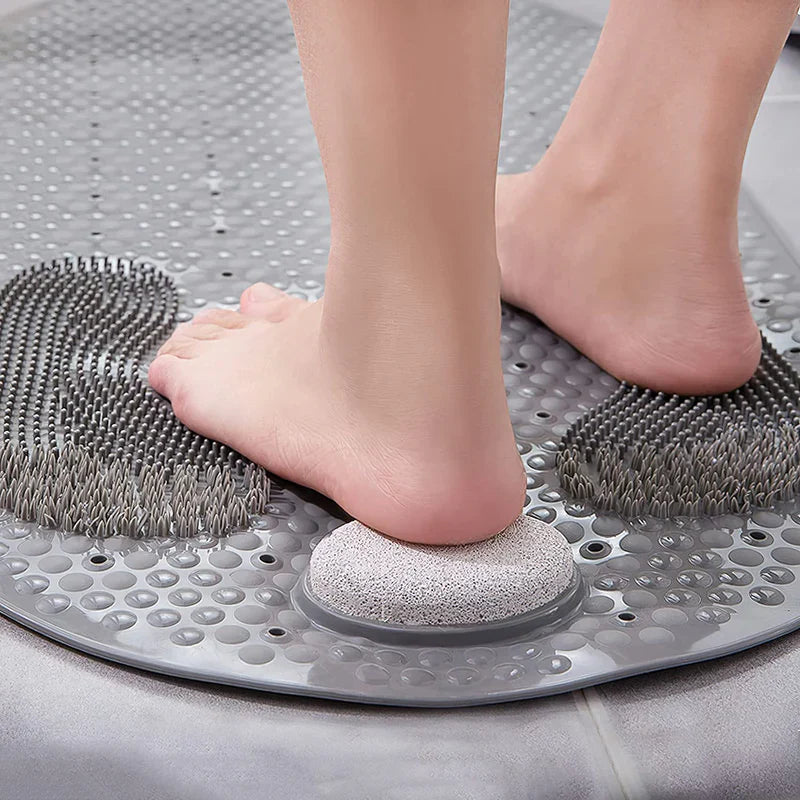SafeGrip Bath Mat with Foot Exfoliator - 16 x 32 Anti-Slip Design