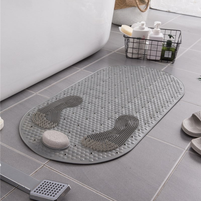 SafeGrip Bath Mat with Foot Exfoliator - 16 x 32 Anti-Slip Design