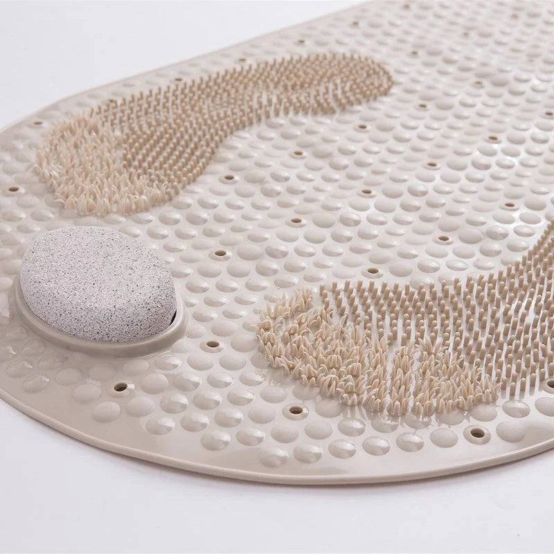 SafeGrip Bath Mat with Foot Exfoliator - 16 x 32 Anti-Slip Design