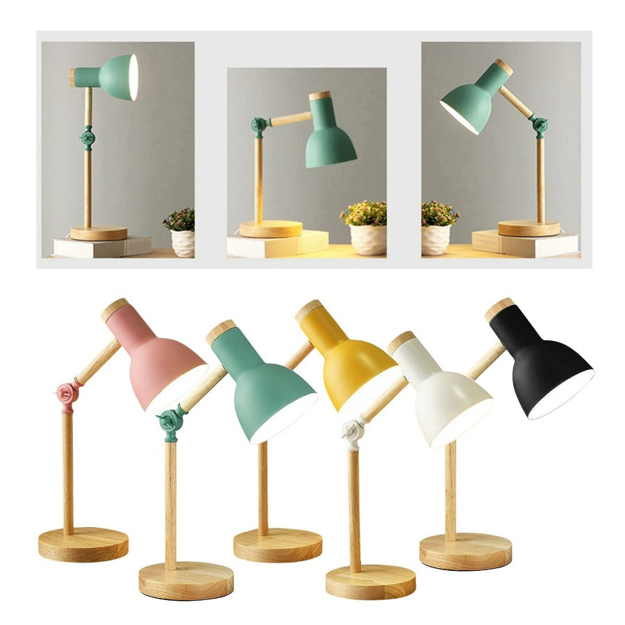 Scandinavian-Inspired Wooden Desk Lamp with Adjustable Arm