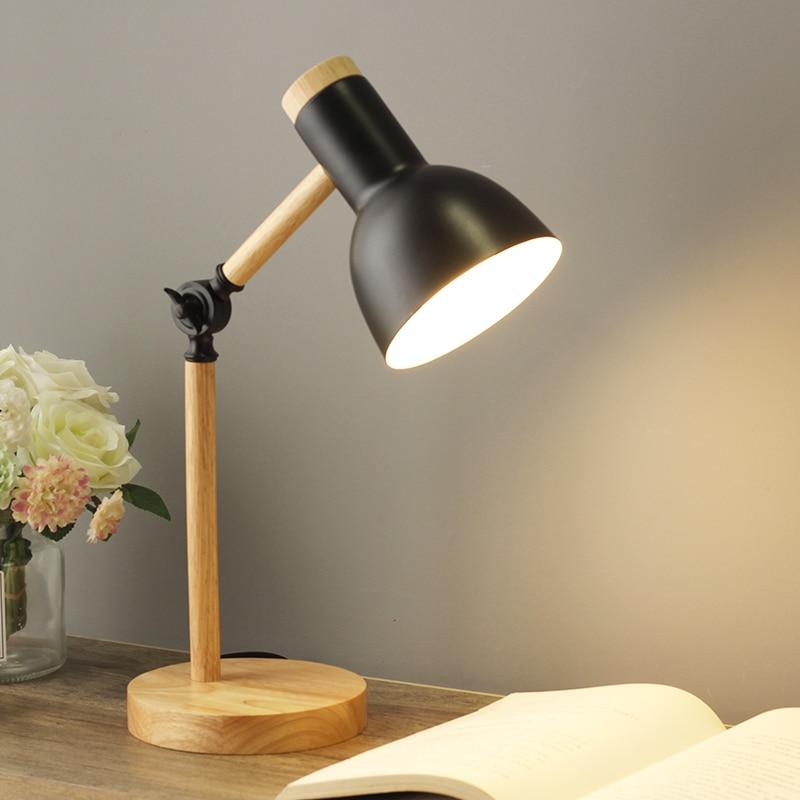 Scandinavian-Inspired Wooden Desk Lamp with Adjustable Arm