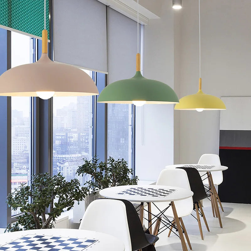 Elegant Scandinavian Oak Pendant Light with LED Technology