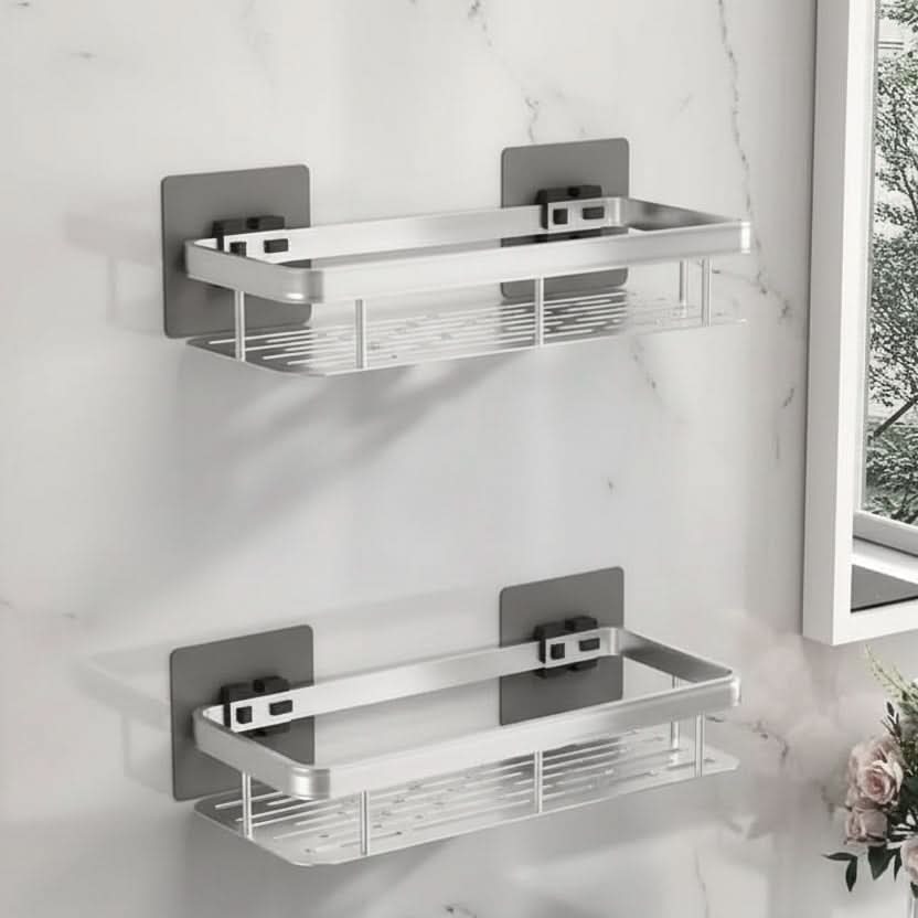 Adhesive Shower Organizer Shelf for Easy Bathroom Storage