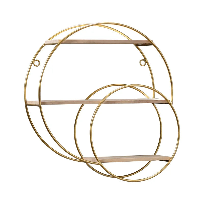 Elegant Dual-Circle Floating Shelf for Stylish Wall Storage