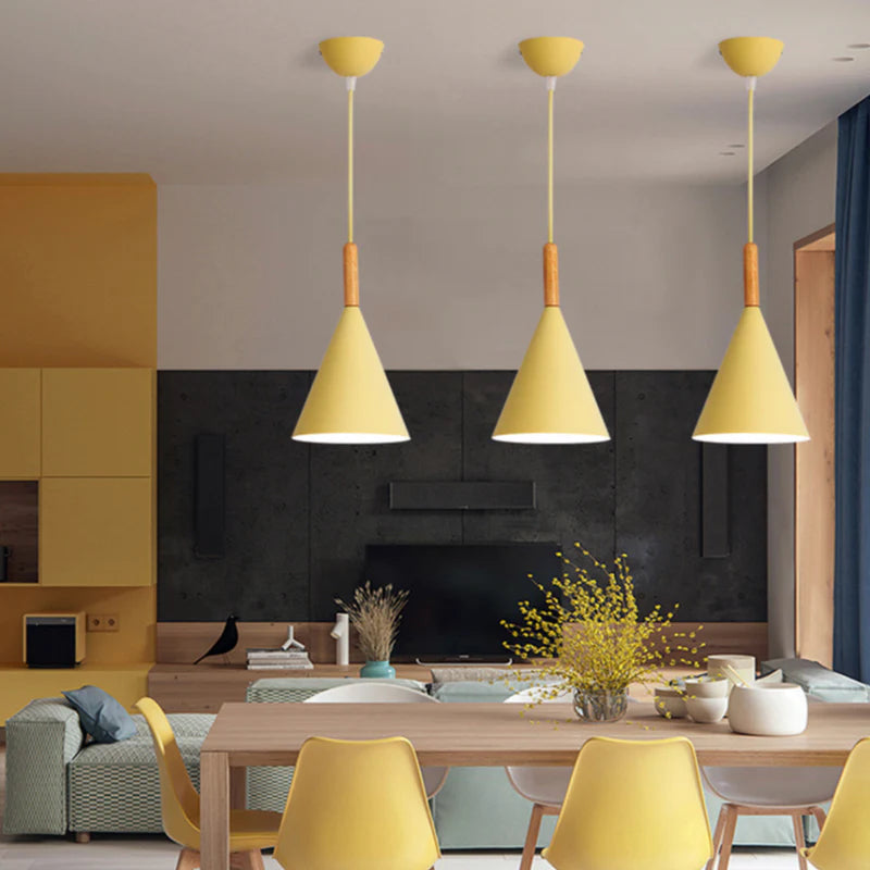Elegant Hardwired Pendant Light with Wooden Touch for Kitchens