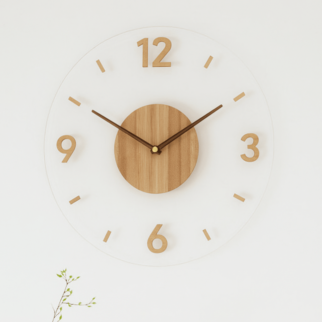 Nordic Minimalist Wooden Wall Clock with Silent Quartz Movement