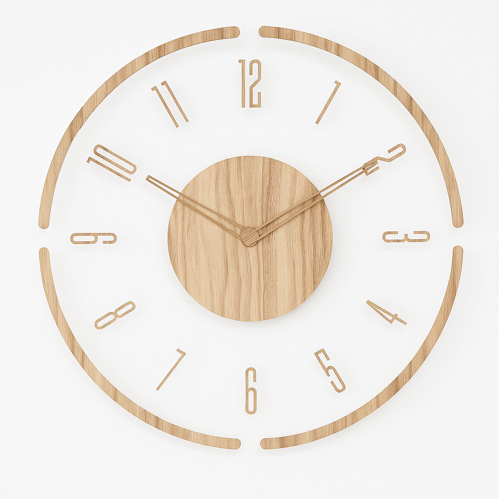 Nordic Minimalist Wooden Wall Clock with Silent Quartz Movement