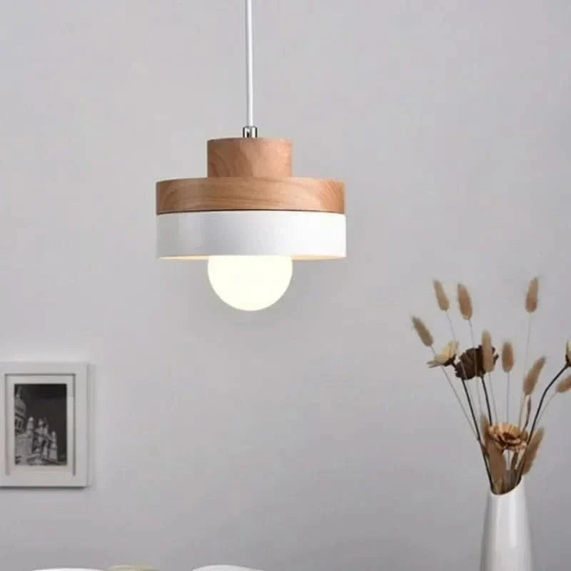 Modern Nordic Chandelier Featuring Wood and Iron Elements