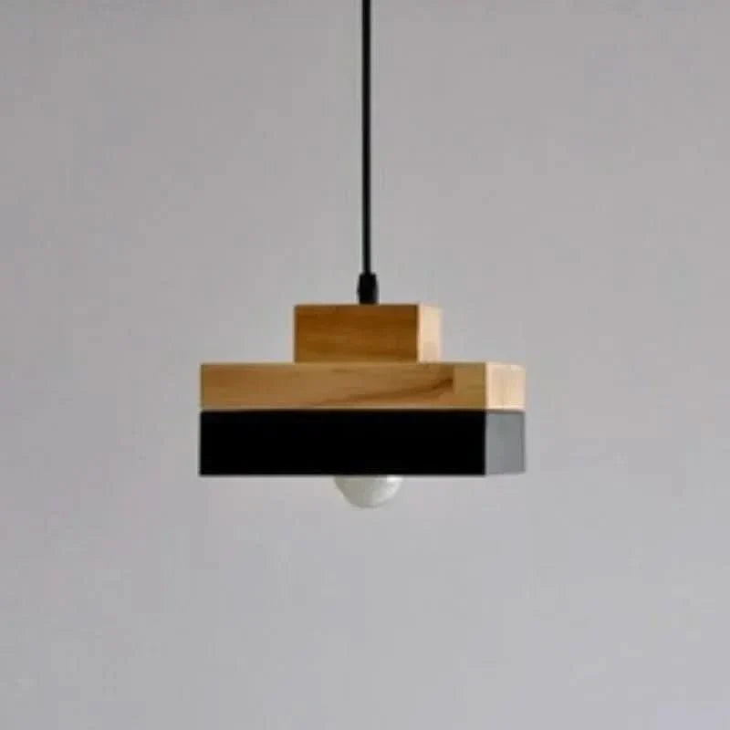 Modern Nordic Chandelier Featuring Wood and Iron Elements