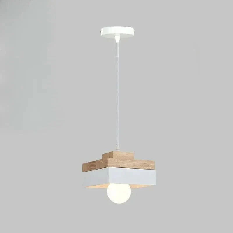Modern Nordic Chandelier Featuring Wood and Iron Elements
