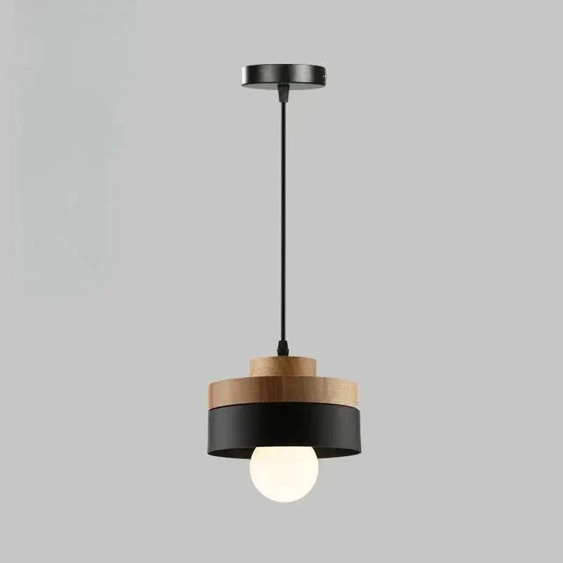 Modern Nordic Chandelier Featuring Wood and Iron Elements
