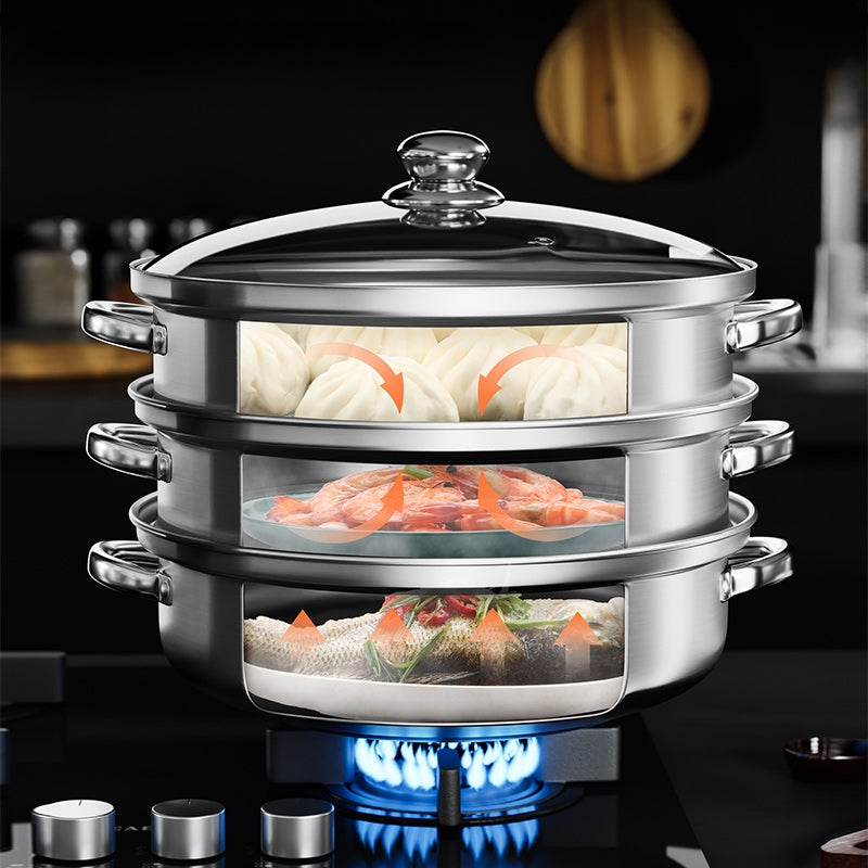 HealthyChef 3-Tier Stainless Steel Steamer for Effortless Cooking